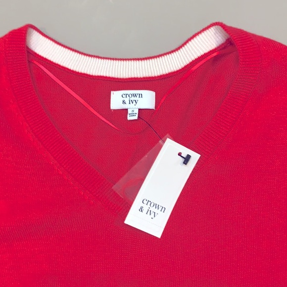 NWT ~ Crown & Ivy ~ V Neck Coral Sweater S - Picture 6 of 7